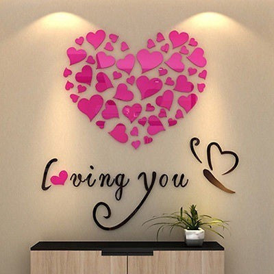 3D Wall Art Crystal Love Heart Wall Stickers Great Gift-Bohemian Brunch