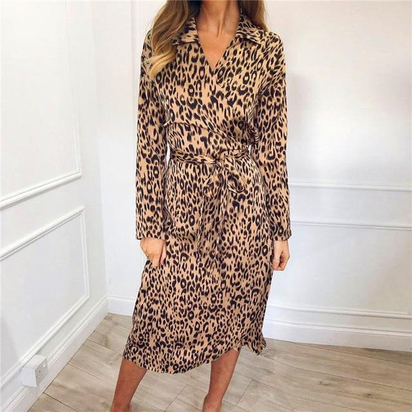 Animal Print Midi Party Chiffon Dress-Bohemian Brunch