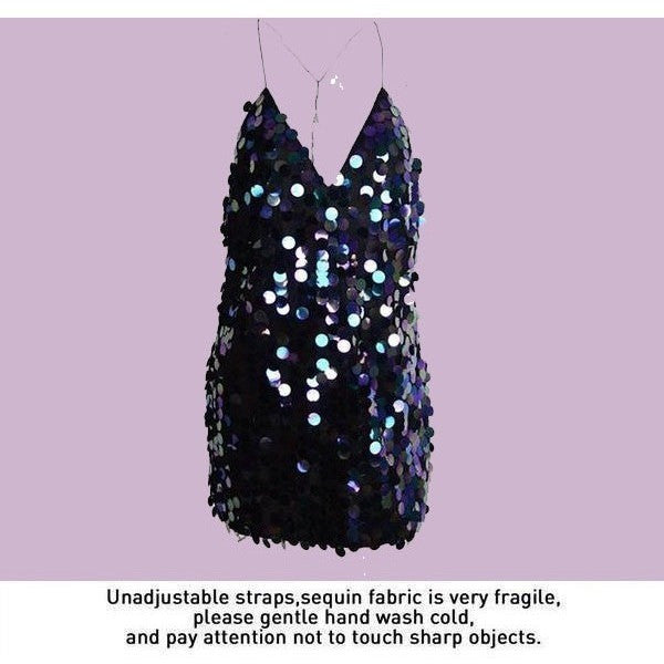 Bling Party Sequin Backless Luxury Slip Dress-Bohemian Brunch