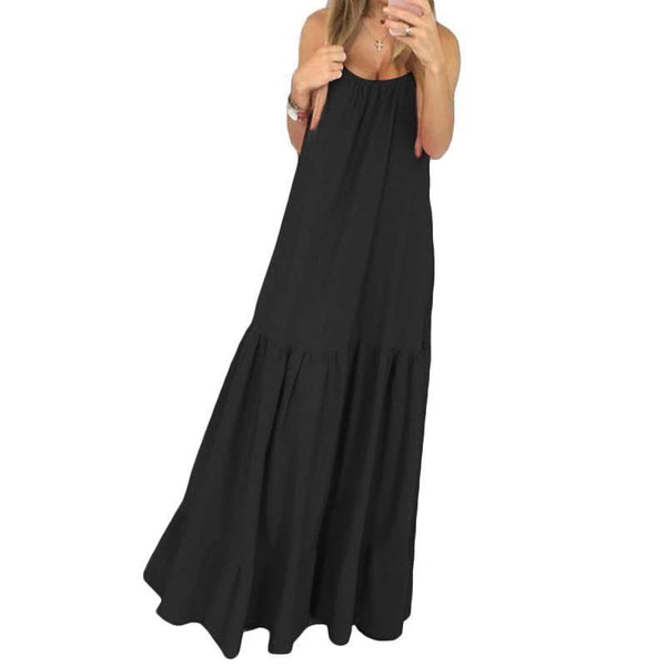 Bohemian Style Spaghetti Strap Maxi Dress Plus Size-Bohemian Brunch