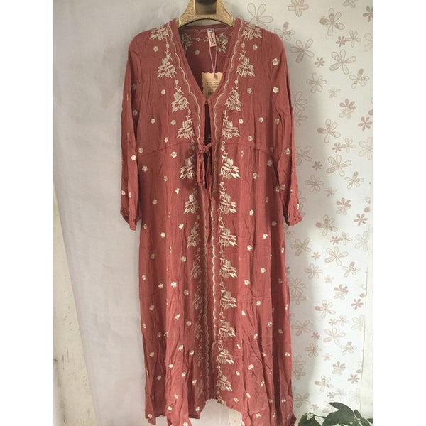 Boho Long Embroidered Hippie Robe-Bohemian Brunch