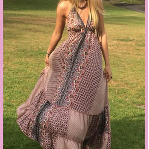 Boho Maxi Summer Beach Bohemian Prints Italian Brand ChaCha Long Oina Dress-Bohemian Brunch