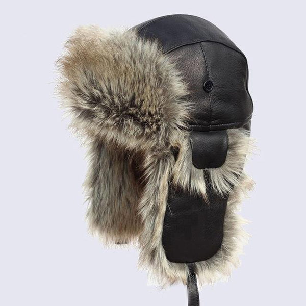 Bomber Boho Leather Hat Faux Fur Aviator Trapper Trooper Winter Cap-Bohemian Brunch