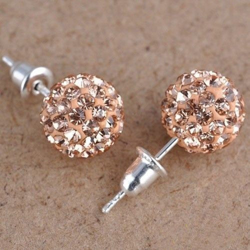 Crystal Ball Rhinestone Bling Earings 10mm-Bohemian Brunch