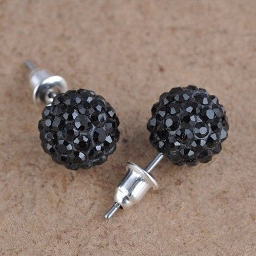 Crystal Ball Rhinestone Bling Earings 10mm-Bohemian Brunch