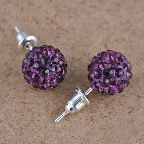 Crystal Ball Rhinestone Bling Earings 10mm-Bohemian Brunch