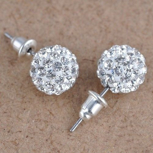 Crystal Ball Rhinestone Bling Earings 10mm-Bohemian Brunch