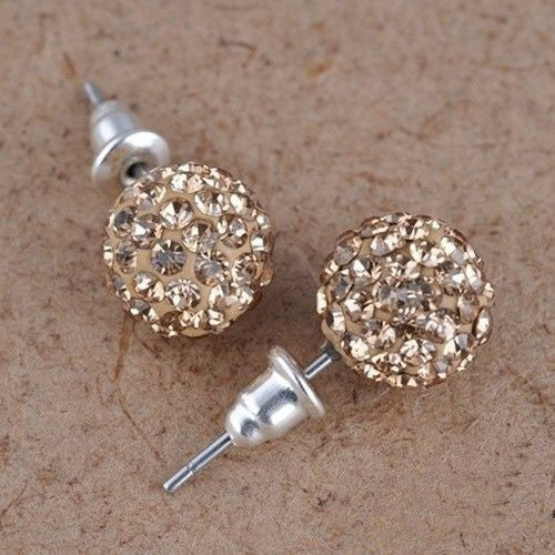 Crystal Ball Rhinestone Bling Earings 10mm-Bohemian Brunch