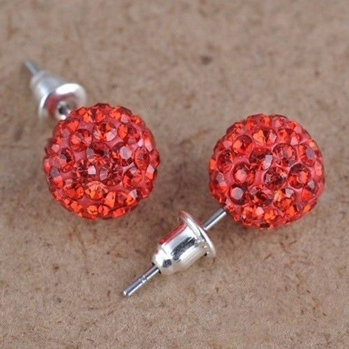 Crystal Ball Rhinestone Bling Earings 10mm-Bohemian Brunch