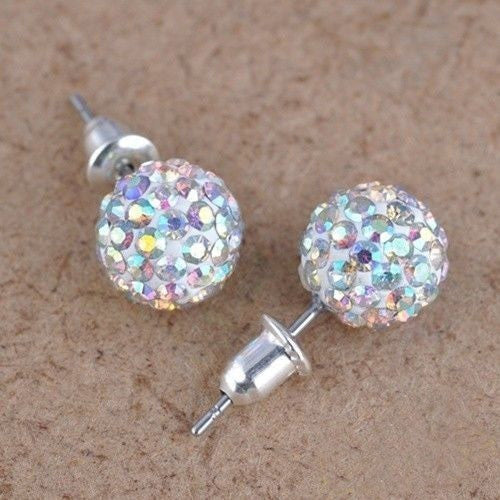 Crystal Ball Rhinestone Bling Earings 10mm-Bohemian Brunch