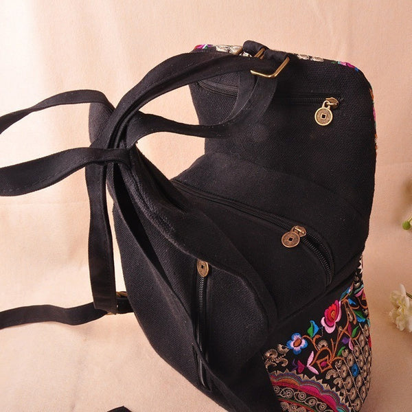 Ethnic Canvas Embroidered Backpack-Bohemian Brunch