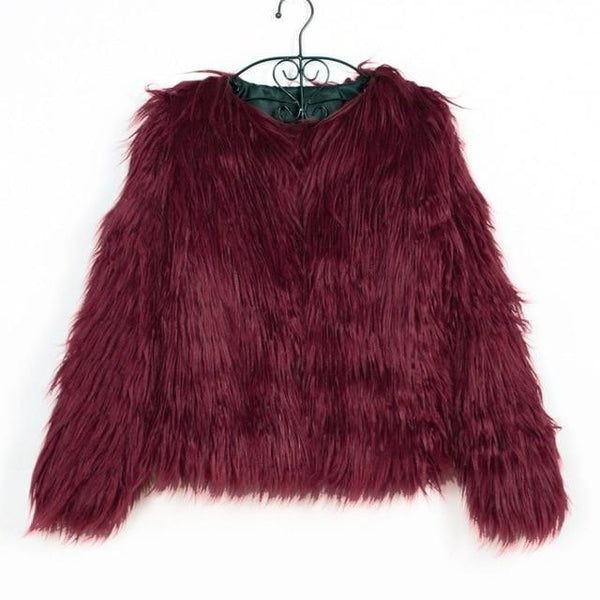 Fashion Faux Fur Coat Womens Fluffy Boho Style Winter Jacket-Bohemian Brunch