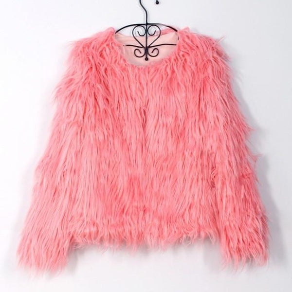 Fashion Faux Fur Coat Womens Fluffy Boho Style Winter Jacket-Bohemian Brunch