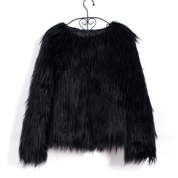 Fashion Faux Fur Coat Womens Fluffy Boho Style Winter Jacket-Bohemian Brunch