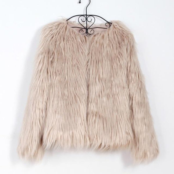 Fashion Faux Fur Coat Womens Fluffy Boho Style Winter Jacket-Bohemian Brunch