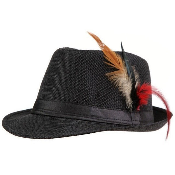 Fedora Trilby Gangster Boho Hat with Feathers-Bohemian Brunch