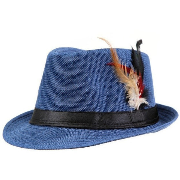 Fedora Trilby Gangster Boho Hat with Feathers-Bohemian Brunch