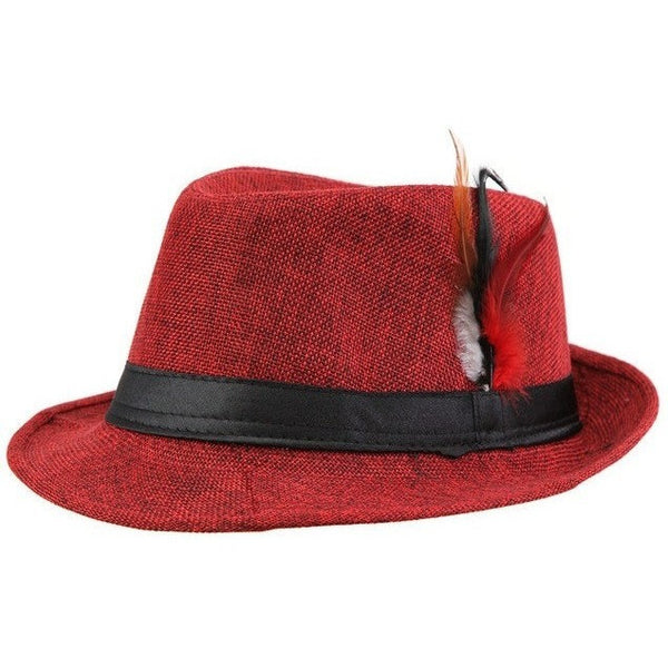 Fedora Trilby Gangster Boho Hat with Feathers-Bohemian Brunch