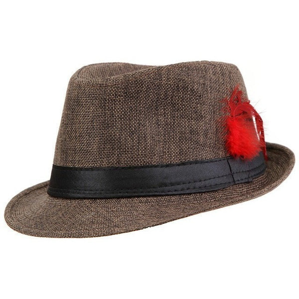 Fedora Trilby Gangster Boho Hat with Feathers-Bohemian Brunch