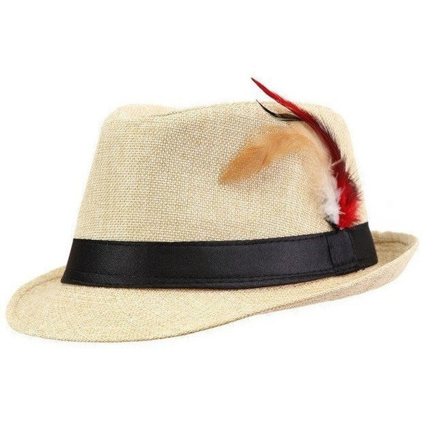 Fedora Trilby Gangster Boho Hat with Feathers-Bohemian Brunch