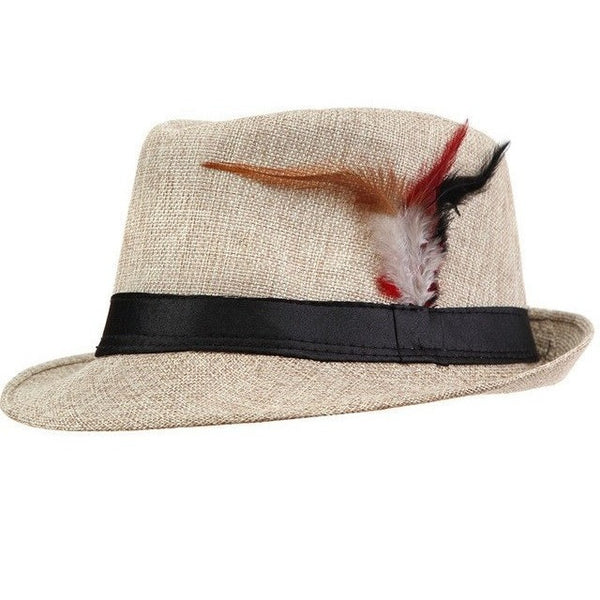 Fedora Trilby Gangster Boho Hat with Feathers-Bohemian Brunch