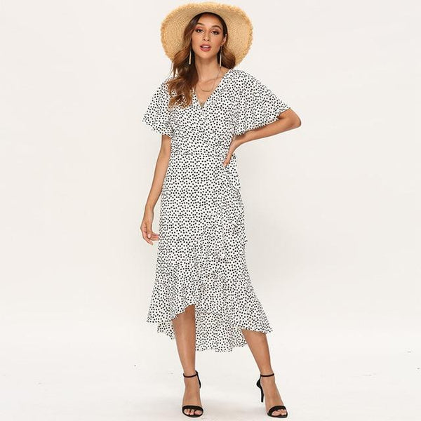 Floral Print Boho Long Wrap Casual Dress-Bohemian Brunch