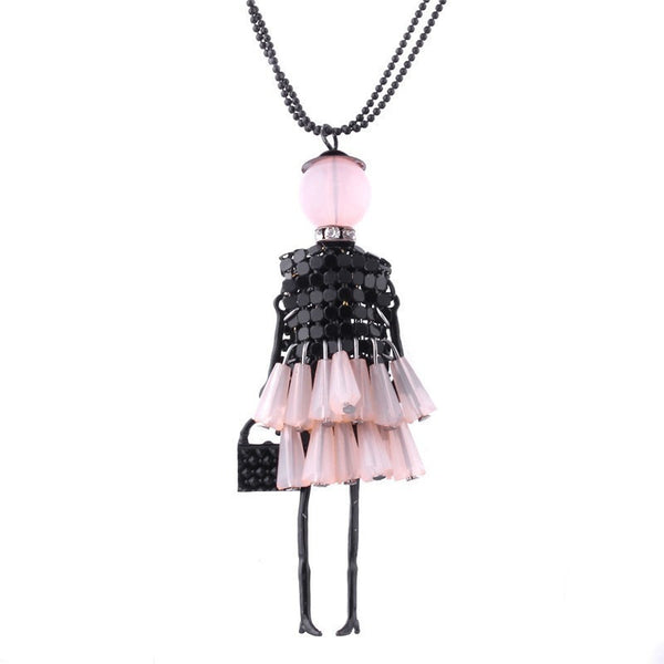 Girl Doll Pendant Necklace-Bohemian Brunch