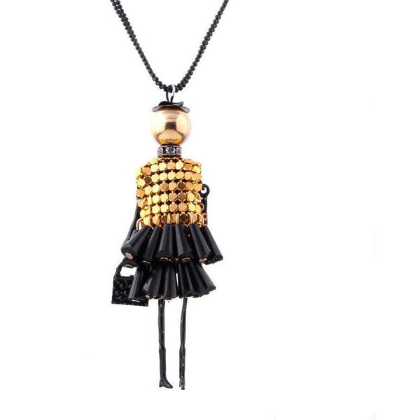 Girl Doll Pendant Necklace-Bohemian Brunch