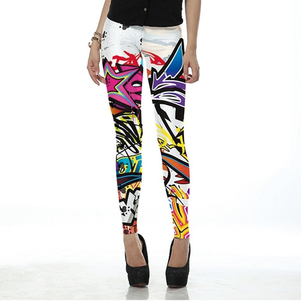 Grafitti Printed Womens Leggings Prints Rainbow Sportswear-Bohemian Brunch