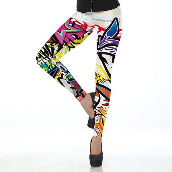 Grafitti Printed Womens Leggings Prints Rainbow Sportswear-Bohemian Brunch