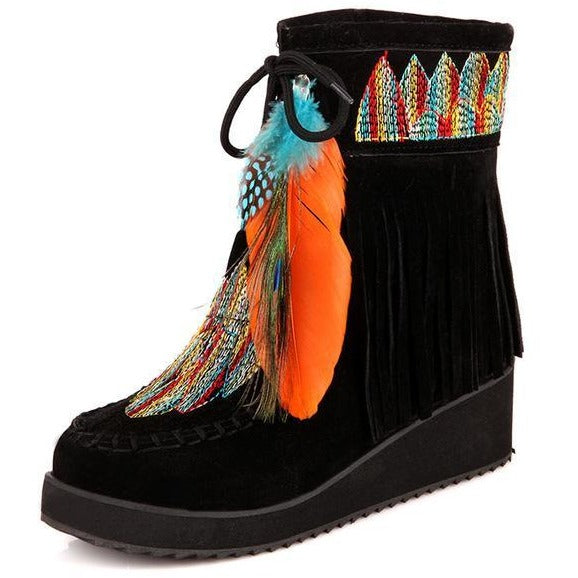 Indian Style Retro Fringe Boots PU Leather-Bohemian Brunch