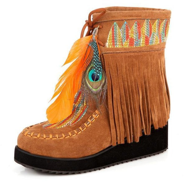 Indian Style Retro Fringe Boots PU Leather-Bohemian Brunch