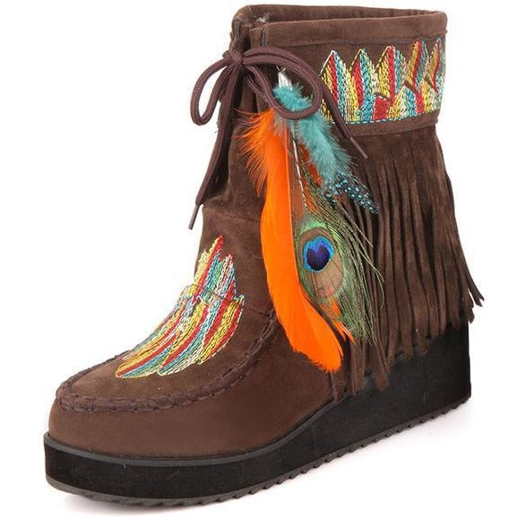 Indian Style Retro Fringe Boots PU Leather-Bohemian Brunch