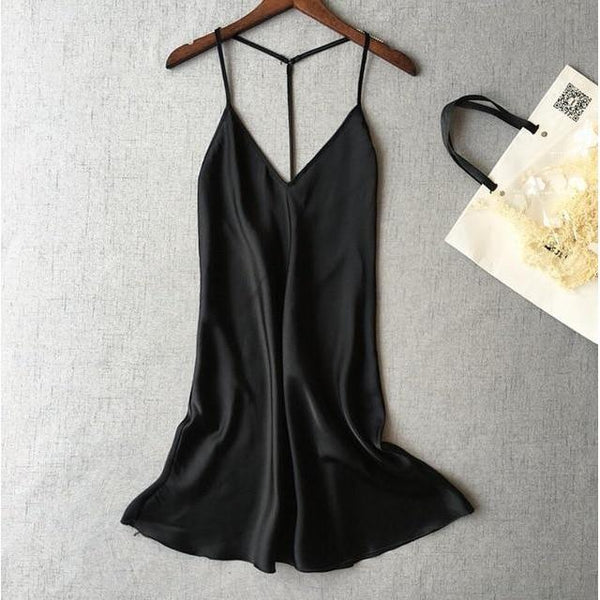 Ladies Satin Slip Dress Backless Summer Nightdress-Bohemian Brunch