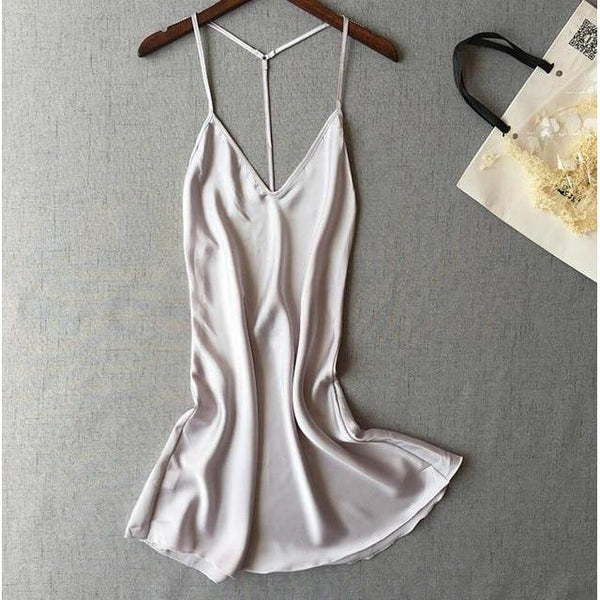 Ladies Satin Slip Dress Backless Summer Nightdress-Bohemian Brunch