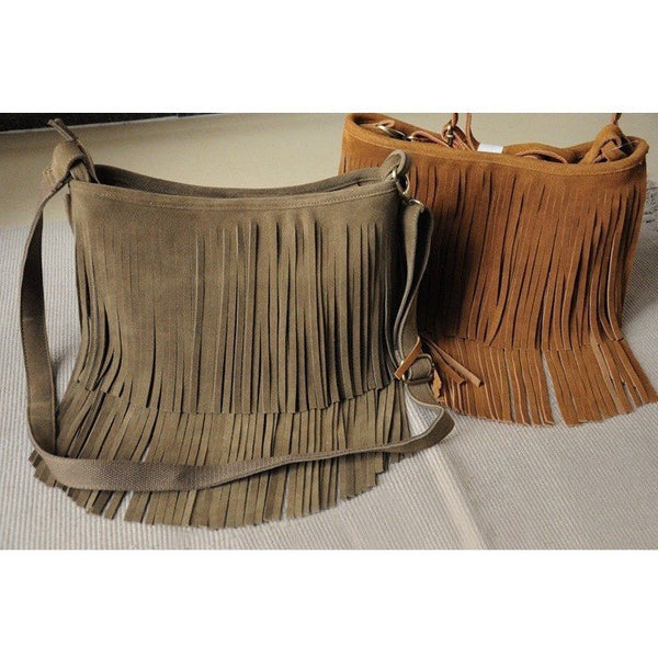 Leather Fringed Tassel Boho Messenger Bag-Bohemian Brunch