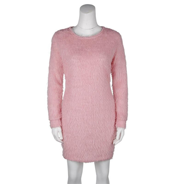 Mini Sweater Soft Plush Fashion Winter Dress-Bohemian Brunch