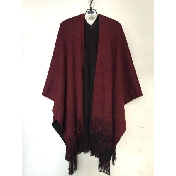 Oversized Reversible Women Winter Boho Knitted Cashmere Poncho Capes-Bohemian Brunch