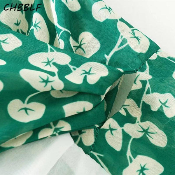 Spring Summer Wrap Green Floral Lady Chiffon Skirt-Bohemian Brunch