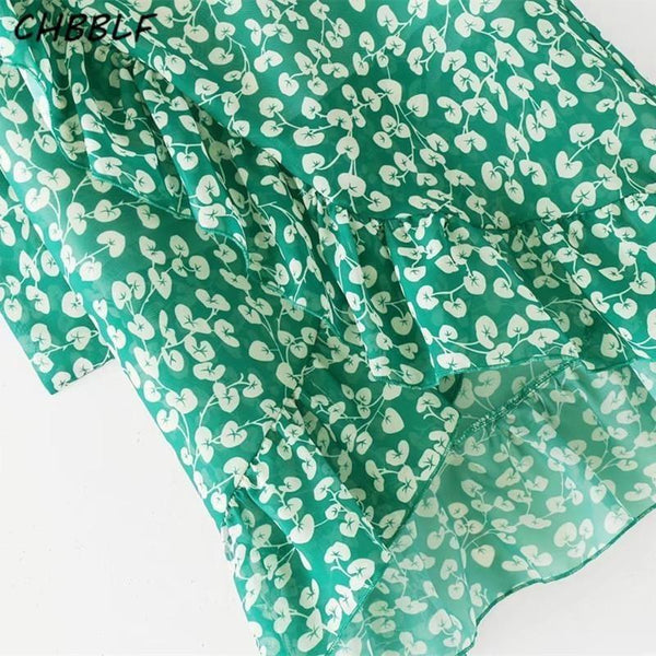 Spring Summer Wrap Green Floral Lady Chiffon Skirt-Bohemian Brunch