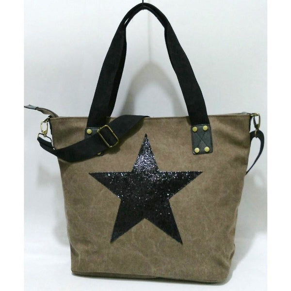 Star Studded Canvas Travel Handbag-Bohemian Brunch