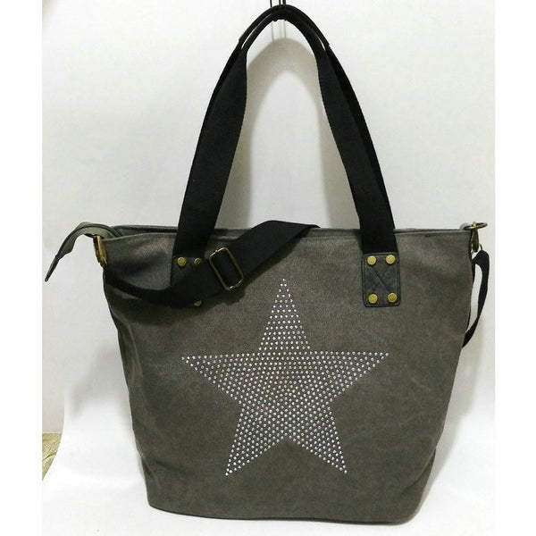 Star Studded Canvas Travel Handbag-Bohemian Brunch