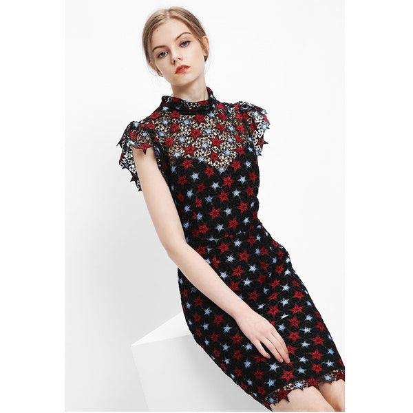 Stars Printed Lace Dress-Bohemian Brunch