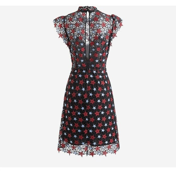 Stars Printed Lace Dress-Bohemian Brunch