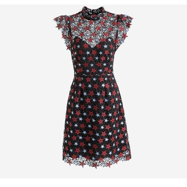 Stars Printed Lace Dress-Bohemian Brunch