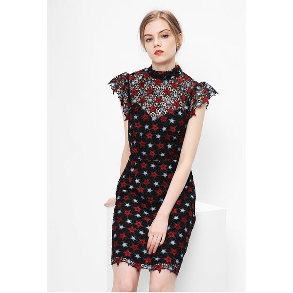 Stars Printed Lace Dress-Bohemian Brunch