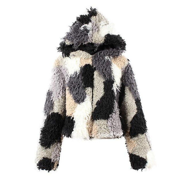 Streetwear Fashion Women Autumn Winter Faux Fur Hooded Jacket-Bohemian Brunch