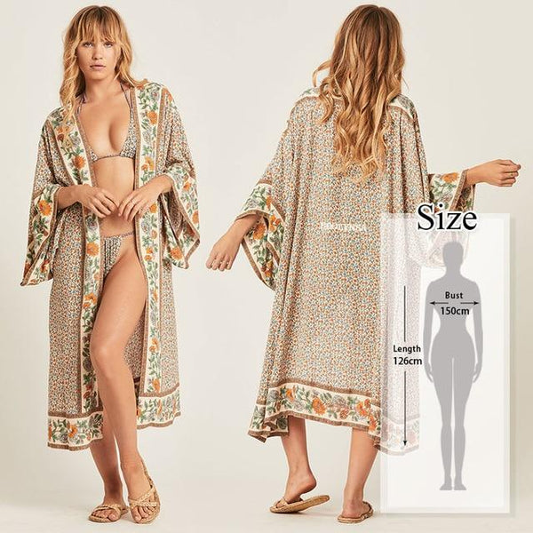 Summer Beach Wear Long Boho Cotton Kinomo-Bohemian Brunch