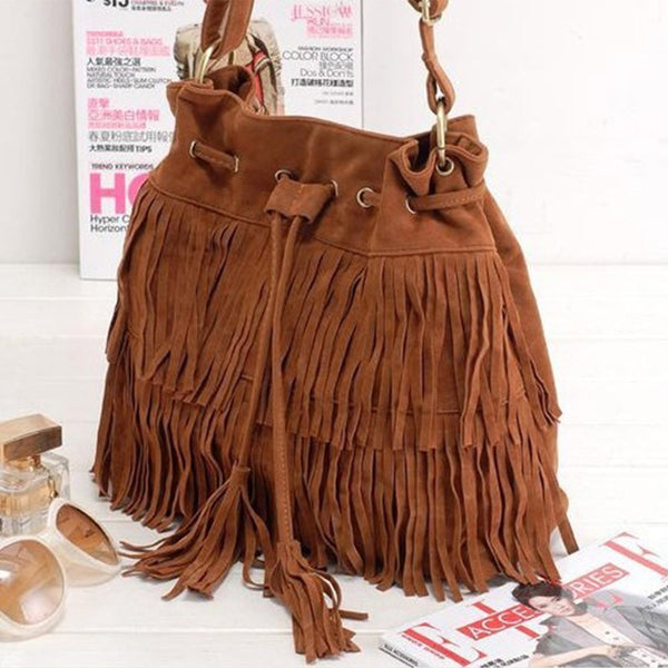 Summer Fringe Boho Bucket Bag-Bohemian Brunch