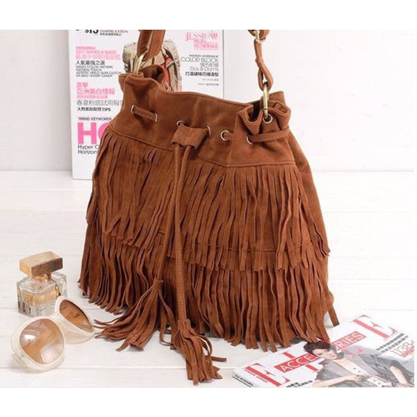 Summer Fringe Boho Bucket Bag-Bohemian Brunch